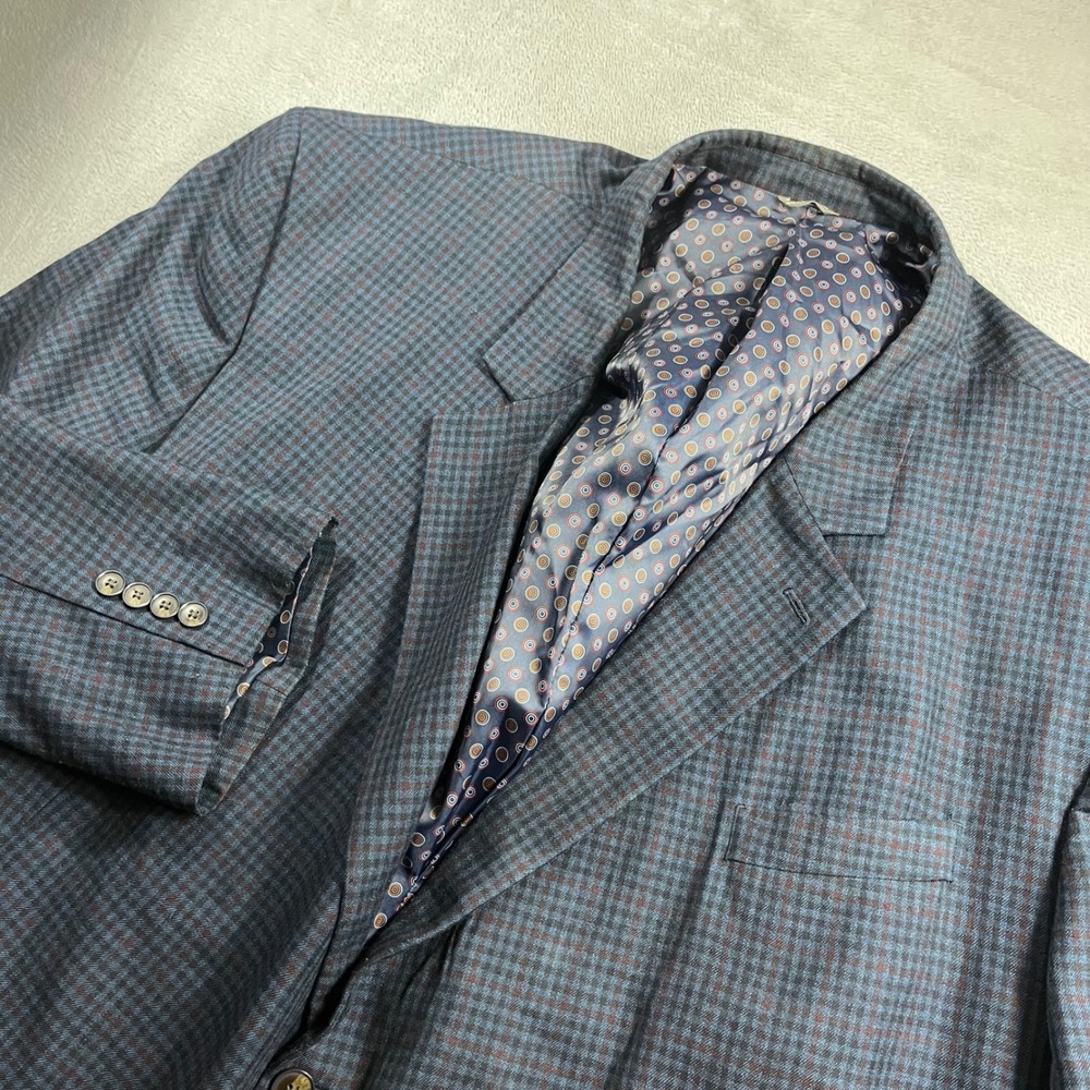 Oak Hill Mens 5XL 62R 64R Blue Plaid Two Button Blazer Sport Coat Jacket